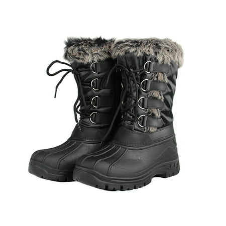 

OwnShoe Women s Lace Up Faux Fur Rubber Duck Snow Boots