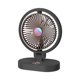 thumbnail image 1 of Ventilador de escritorio con luces, 4 velocidades, recargable, ajuste USB, silencioso, para escritorio personal Aureato negro, 1 of 9