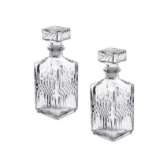 2 Licoreras  Cuadrada Grande Rodas 750ml Vidrio Cristal