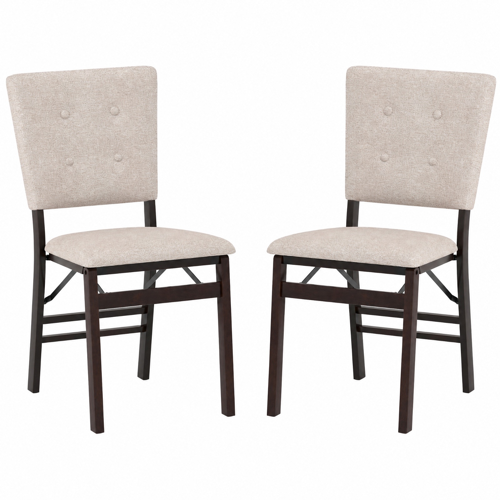 Furnibear Foldable Dining Chair Set of 2 Armless Kitchen Chair with Padded Seat and Tilt Backrest for Kitchen Dining Room Living Room Home, Beige