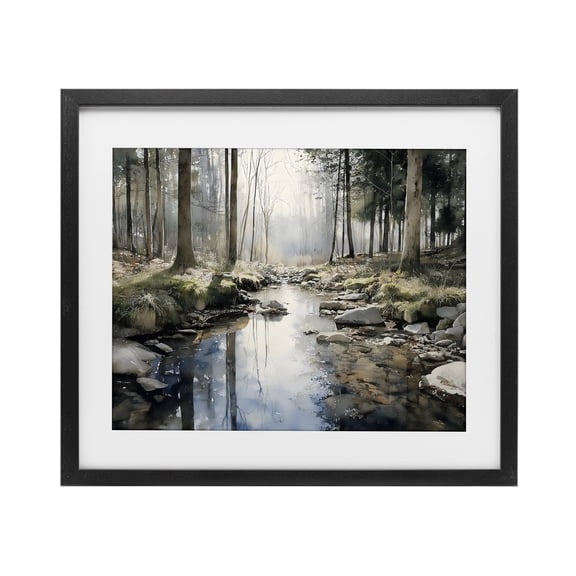 Stupell Industries Rustic Lodge Rock Creek in Morning Mist Black Framed Print Under Glass, 16 x 13, by Franklyn Gregory