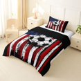 thumbnail image 2 of Manfei Soccer Sports Twin Comforter Sets,Vintage Us Flag Bedding Set,Red White,Black Reversible,2pcs,1 Comforter and 1 Pillowcase, 2 of 7