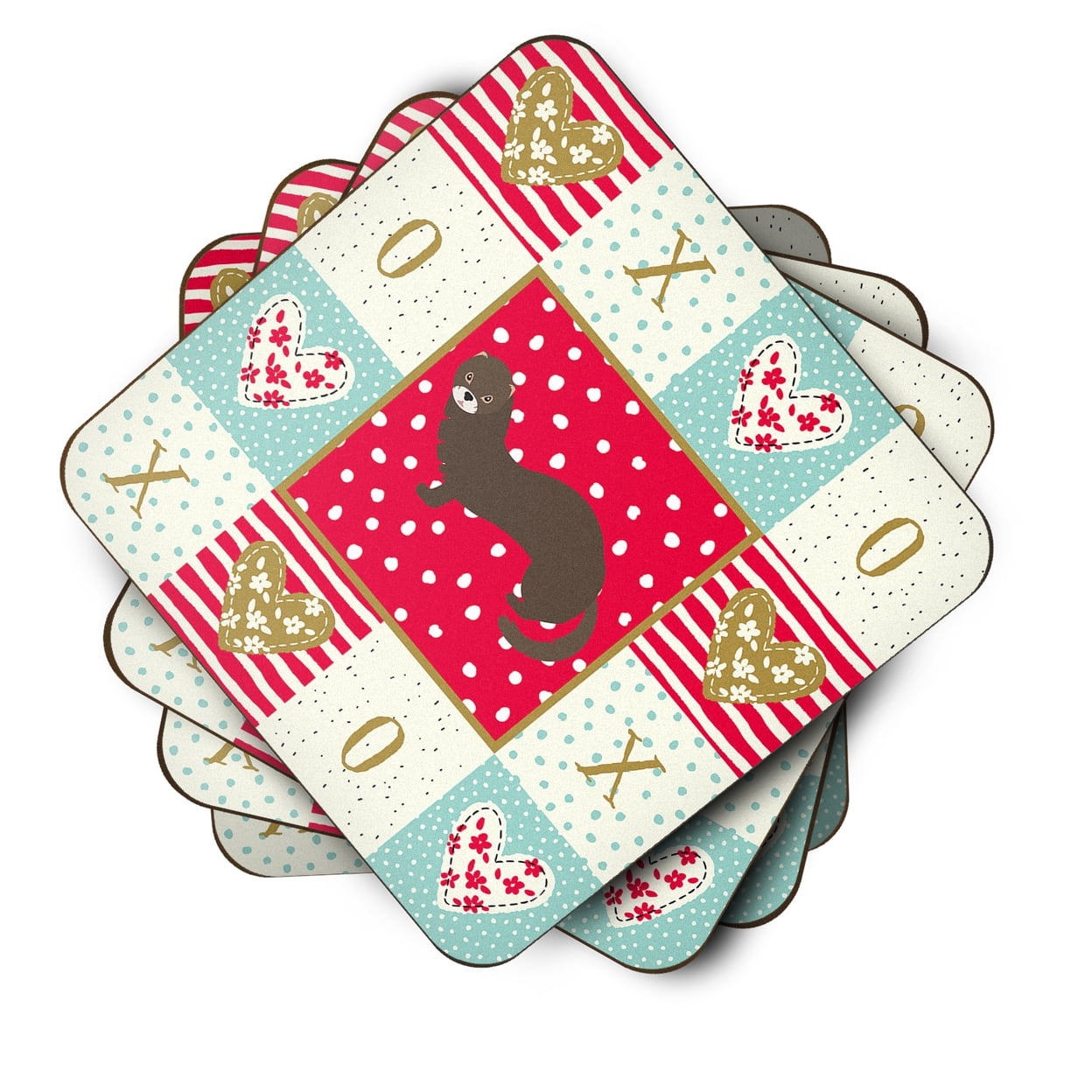 Russian or European Mink Love Foam Coaster Set of 4