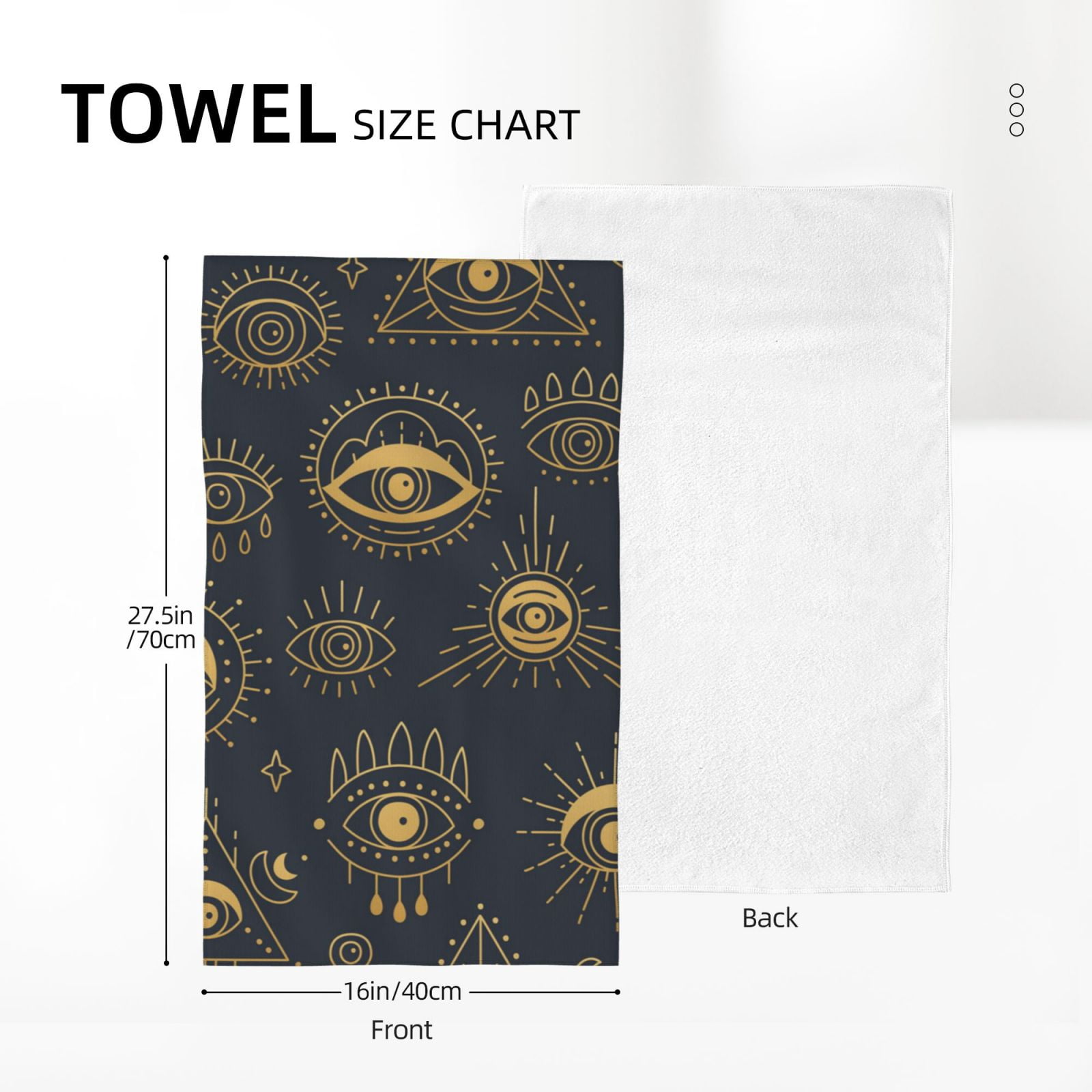 Gold Evil Eye 27.5" x 16" Ultra Soft Hand Towel, Face Wash Cloth for Bathroom, Gym, Travel, Pool
