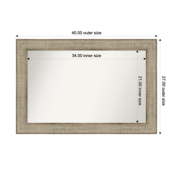 Amanti Art Custom Wall and Bathroom Mirror (27 x 40 in.), Trellis Silver Frame