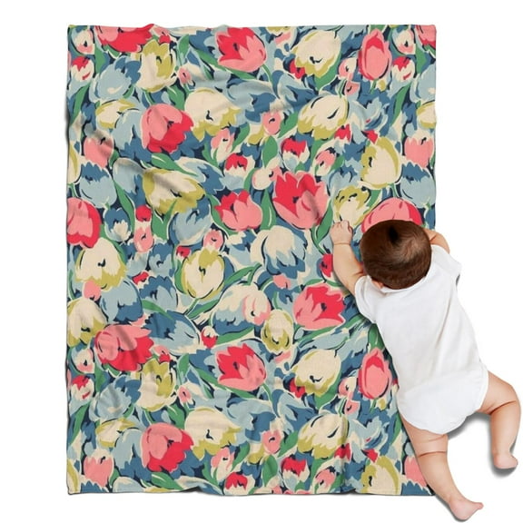 Pioneer Flower Floral Print Pattern Blanket,Comfortable Soft Flannel Throw Blanket,All Season,Warm Lightweight Blankets for Sofa Bed Couch Living Room Chair,30"x40"