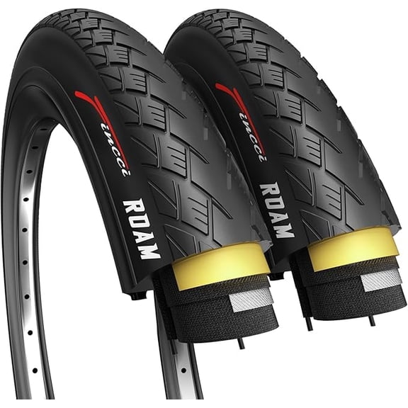 Fincci 700x32c Bike Tires (32-622) Foldable Anti-Puncture for Electric, Road, and Hybrid Bicycles, 2-Pack