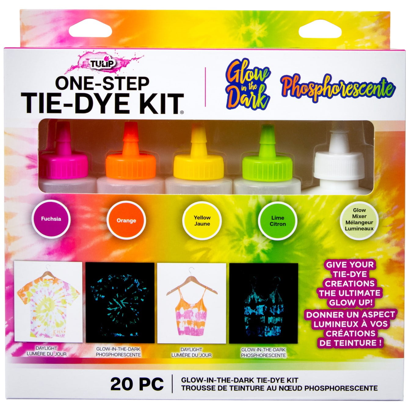Tulip One Step Tie Dye Kit Glow Finish Technique Kit, Neon Colors