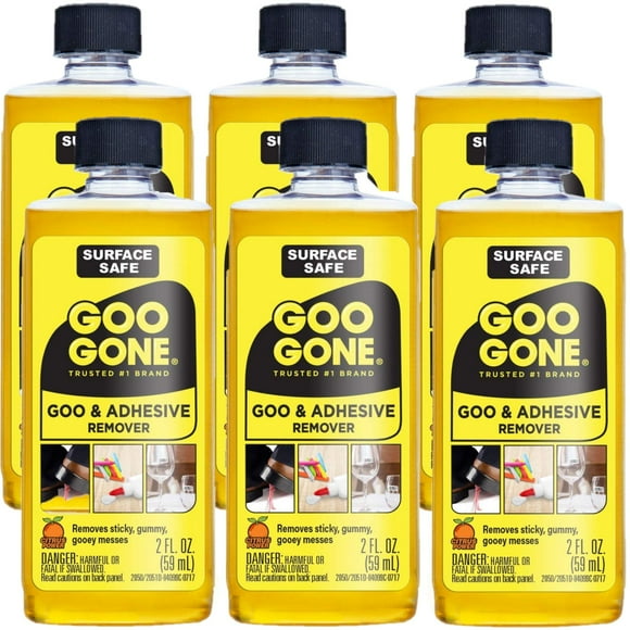 Goo Gone Original - 2 Onces - Adhésif Sûr pour les Surfaces Enlève en Toute Sécurité Autocollants Étiquettes Ruban Résidu Gomme à Mâcher Graisse Goudron - Lot de 6