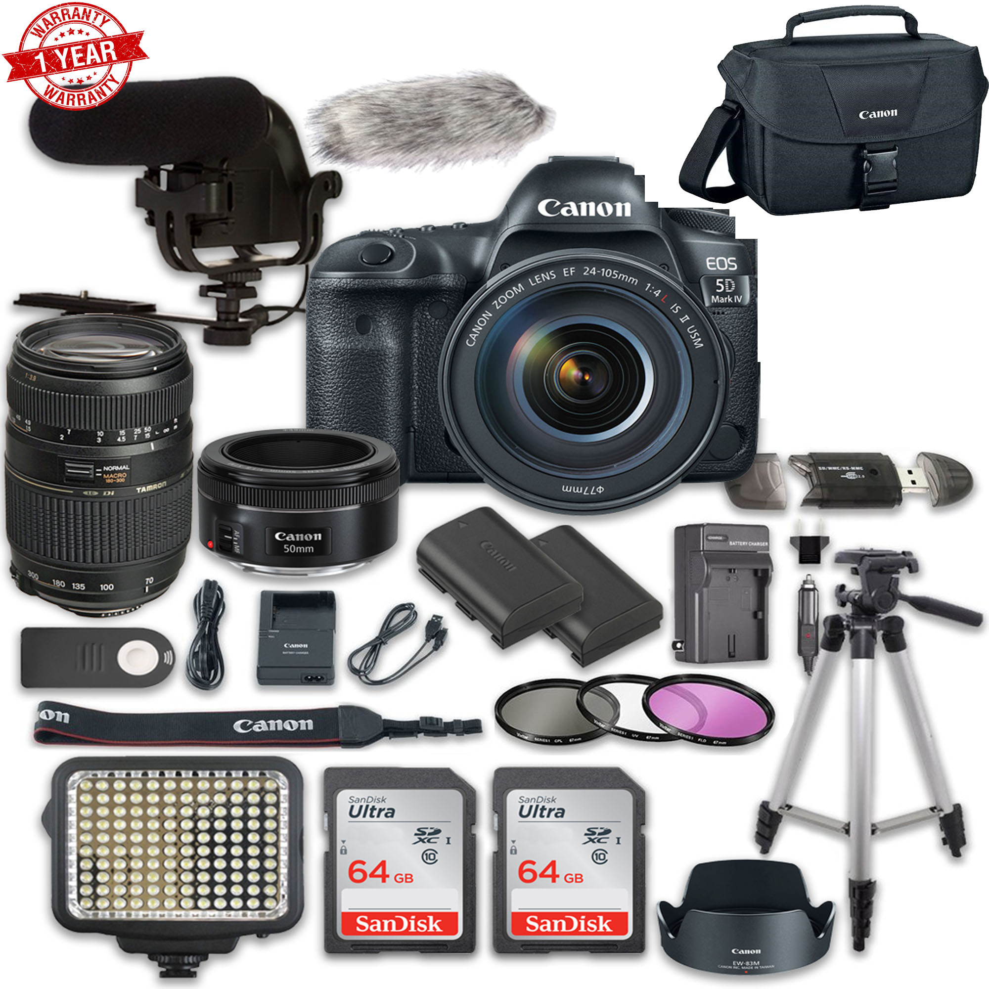Canon Eos 5D Mark IV Digital SLR Camera Bundle with EF 24105mm f/4L Is
