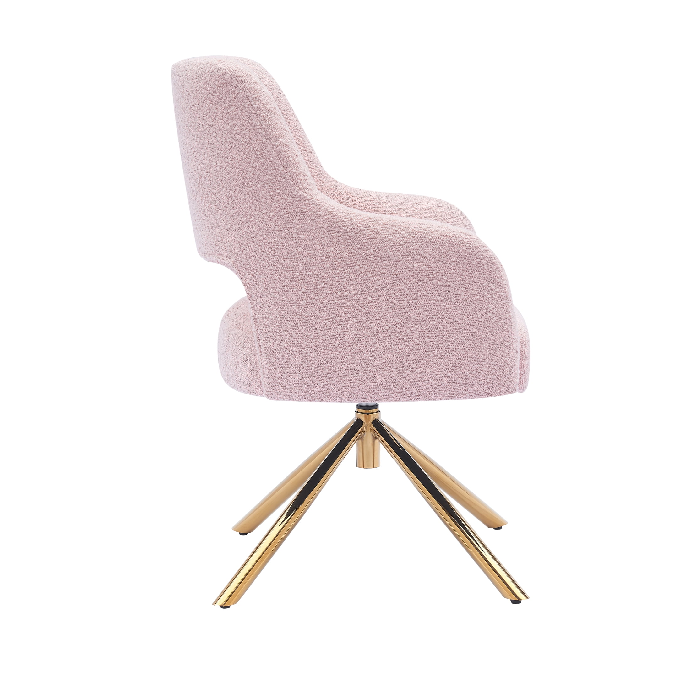Mid-Century Modern Water and Stain Resistant Boucle Fabric Upholstered Swivel Accent Chair, Dusty Peach