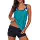 thumbnail image 3 of Top tankini push up con espalda en T y tiras estampadas a rayas para mujer con pantalones cortos Fokelyi WRMH-1201-5, 3 of 6
