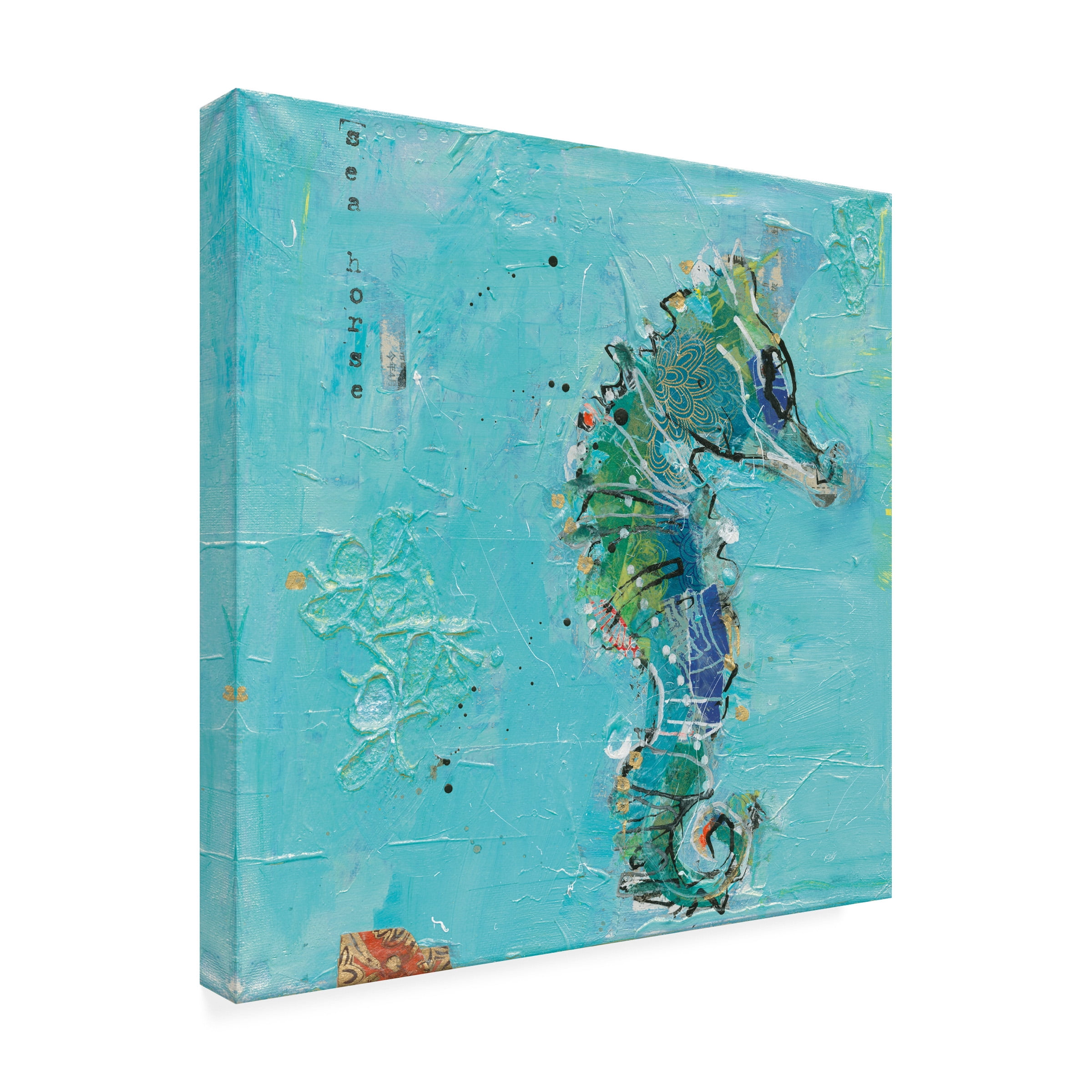 Kellie Day 'Little Seahorse Blue' Canvas Art