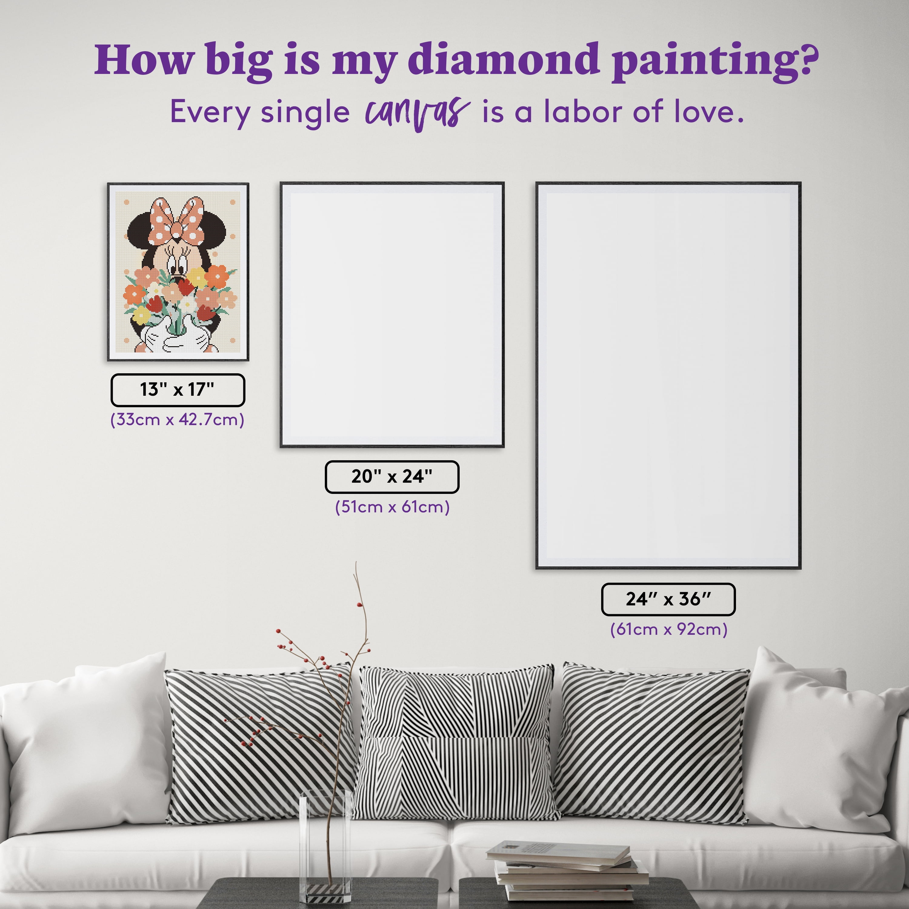 DIAMOND ART CLUB® Minnie Bouquet Diamond Painting Kit, Fun DIY Crafts for Adults, Round Diamond Art Canvas, 13" x 17" (33 cm x 42.7 cm)