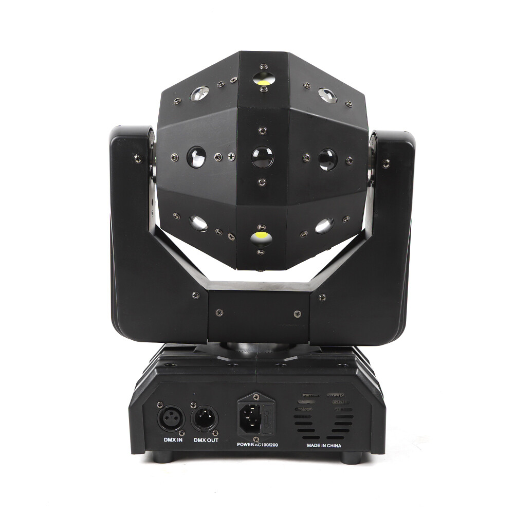 Professional RGBW Stage Light with Lasers & Strobe – Multi-Mode DMX512, Voice Controlled, 360° Rotation LED Party & Event Lighting with Safety Features