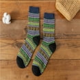 thumbnail image 2 of Women's Autumn Winter Socks Cozy Thickened Mid-Calf Wool Blend Color Block Warm Socks Cold Weather Essential for Casual Wear & Home, 2 of 4