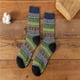 thumbnail image 1 of Calcetines gruesos de lana para mujer, hasta media pantorrilla, con bloques de color para otoño e invierno., 1 of 3