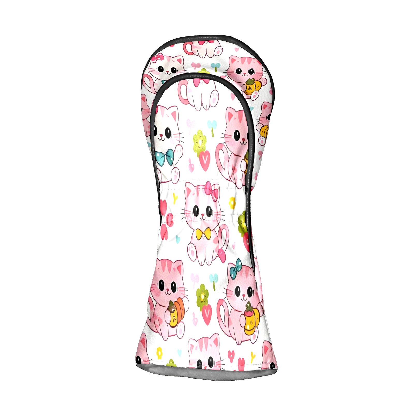 Golf Club Covers, LightPink Cat Premium PU Leather Driver Hybrid Putter Head Covers with Velvet Lining, Waterproof Golf Gifts for Men Women