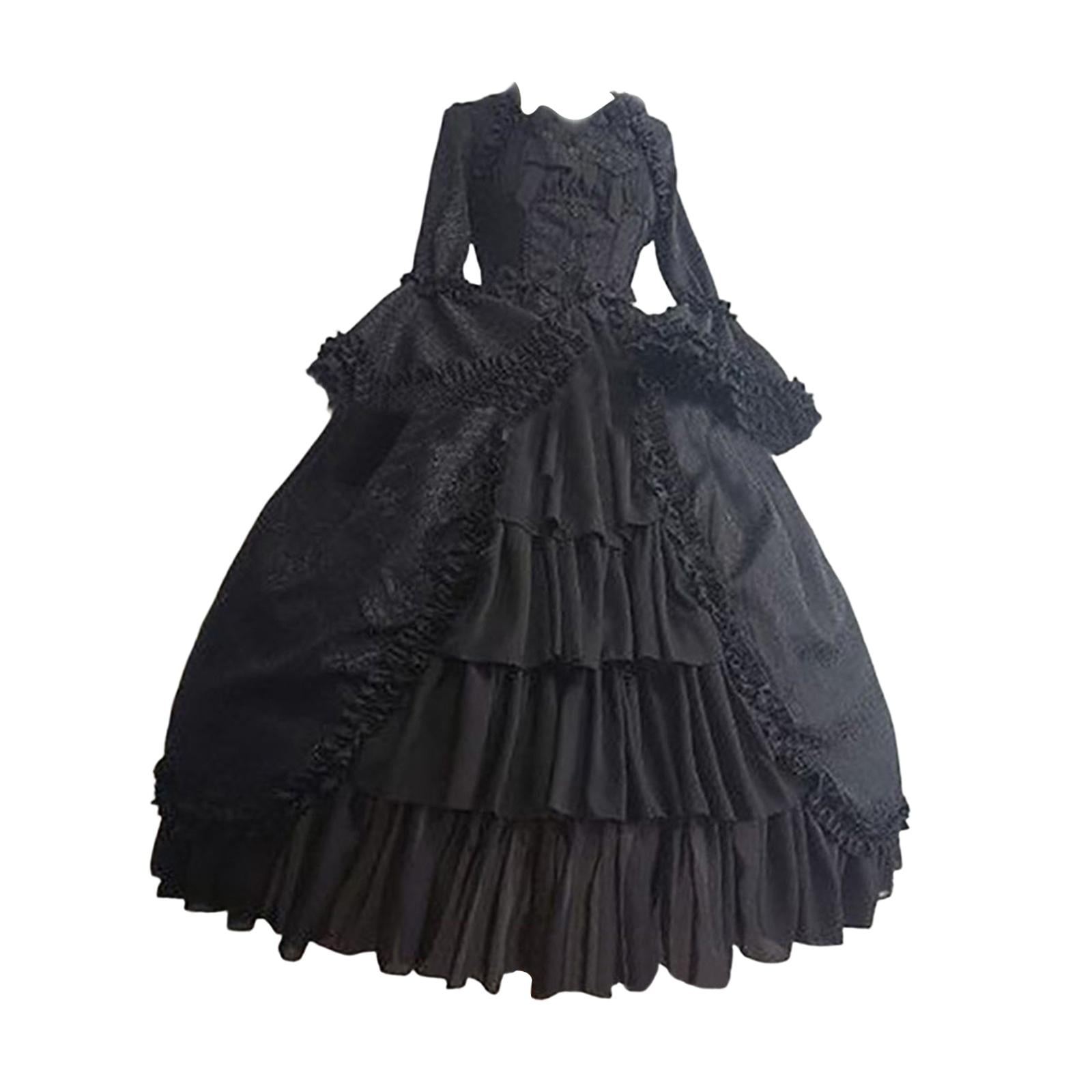 XUNRYAN Vestido De Fiesta Victoriano Sin Mangas Para Mujer, Vestido Gótico Renacentista, Disfraz Medieval De Halloween, Negro, S