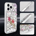 thumbnail image 4 of Compatible with iPhone 15 Pro Bling Diamond Case Sparkle 3D Crystal Rhinestone Glitter Case Luxury Cute Butterfly Floral Case Women Girly Soft TPU Bumper Shockproof Phone Cover, Silver, 4 of 12