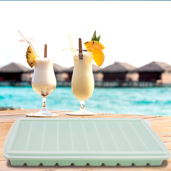 sruoe Ice Cube Trays, Ice Cube Trays for Freezer, Ice Cube Tray with Lid, 10 Pcs Ice Cube, Silicone, Square Ice Lattice, Household Ice Making