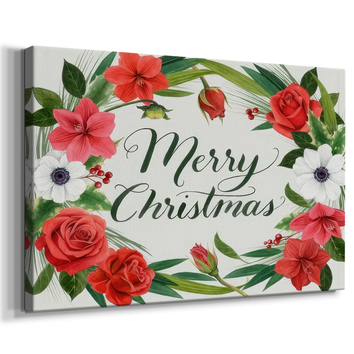 Christmas Flora Wreath Collection A- Gallery Wrapped Canvas