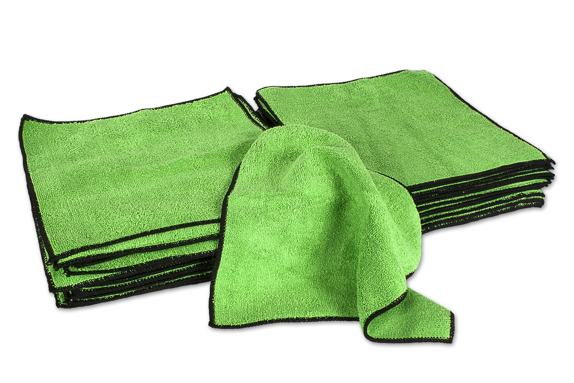 Eurow Microfiber Cleaning Towels Green with Black Trim 12 x 12in 350