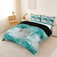 thumbnail image 2 of Homewish Watercolor Grid Bedding,Abstract Artwork Duvet Cover Full,Blue,Black Reversible,3 Pieces,1 Duvet Cover and 2 Pillowcases, 2 of 6