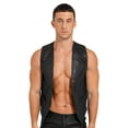 thumbnail image 3 of inhzoy Mens V-Neck Vest with Shiny Sequins Slim Fit Tuxedo Waistcoat Black 3XL, 3 of 9