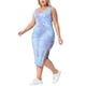 thumbnail image 4 of Vestido de verano sin mangas para mujer de talla grande Agnes Orinda, con diseño de teñido anudado, abertura lateral, escote en V, estilo casual midi, talla 3X, color púrpura y azul, 4 of 5
