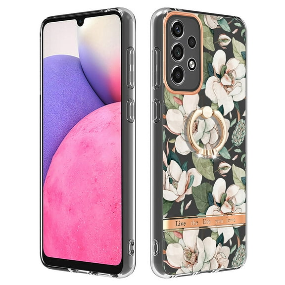 Allytech Galaxy A33 5G Case Cover, Soft TPU Back Cover with Ring Holder Stand Shockproof Anti-Scratch Slim Fit Bumper Phone Case for Samsung Galaxy A33 5G, Flower