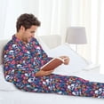 thumbnail image 6 of Balery Skull Daisy Pattern Pajama Sets for Men Long Sleeve 2 Piece Sleepwear Loungewear Sets Soft PJ's with Pockets Long Sleeve Comfy Pj Sets-Small, 6 of 7