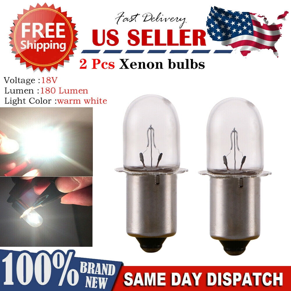 2x 180 Lumen Xenon PR Base Bulb 15.6V for Tool Lights Flashlights Fits DeWalt 