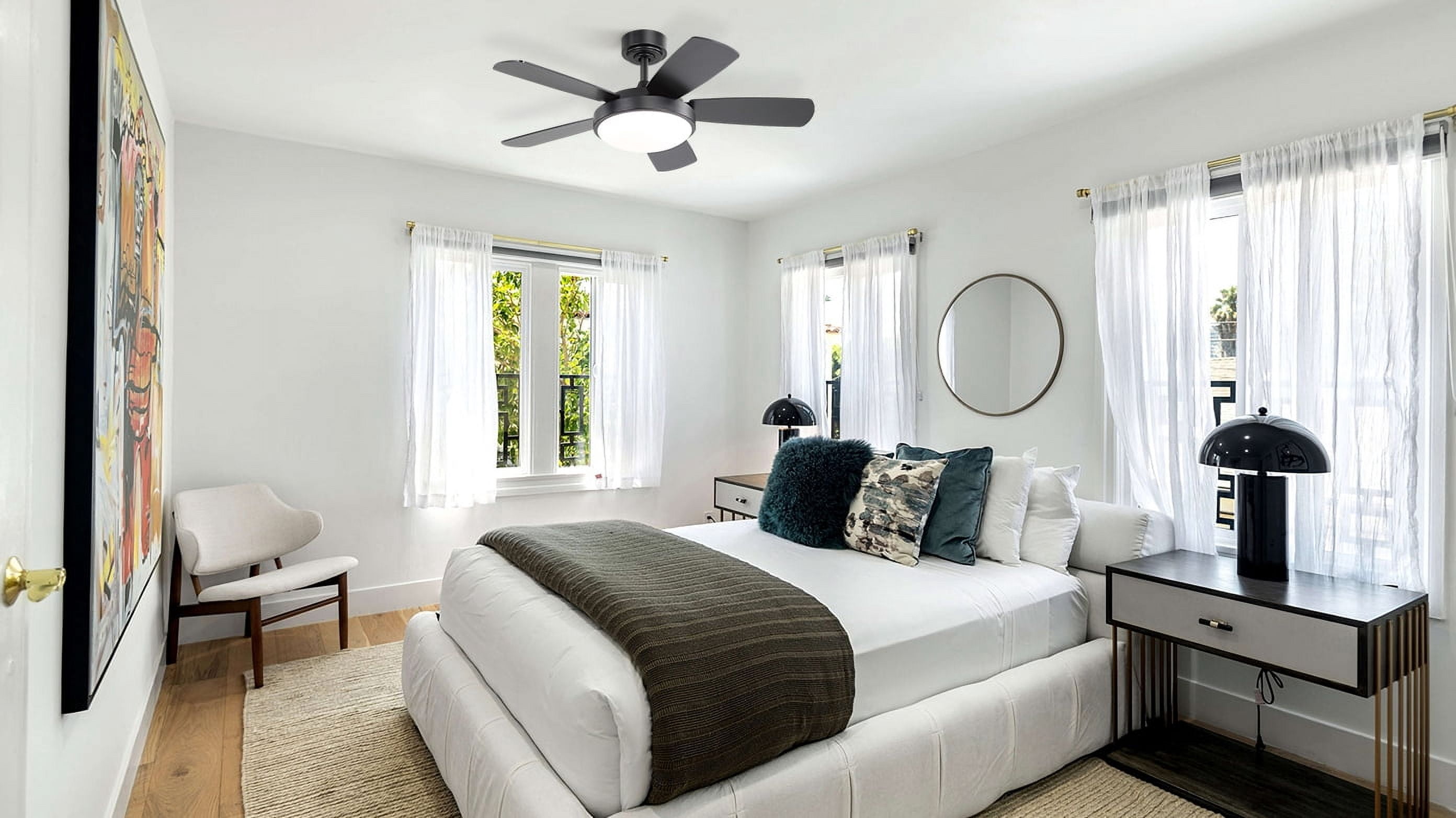 Sofucor 42'' Black Bedroom Ceiling Fans with Lights and Remote