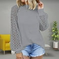 thumbnail image 2 of LYXSSBYX Womens Long Sleeve Dress Hot Sale Clearance Ladies Fashion Round Neck Lace Hollow Long Sleeve Casual Loose Top Pullover, 2 of 7