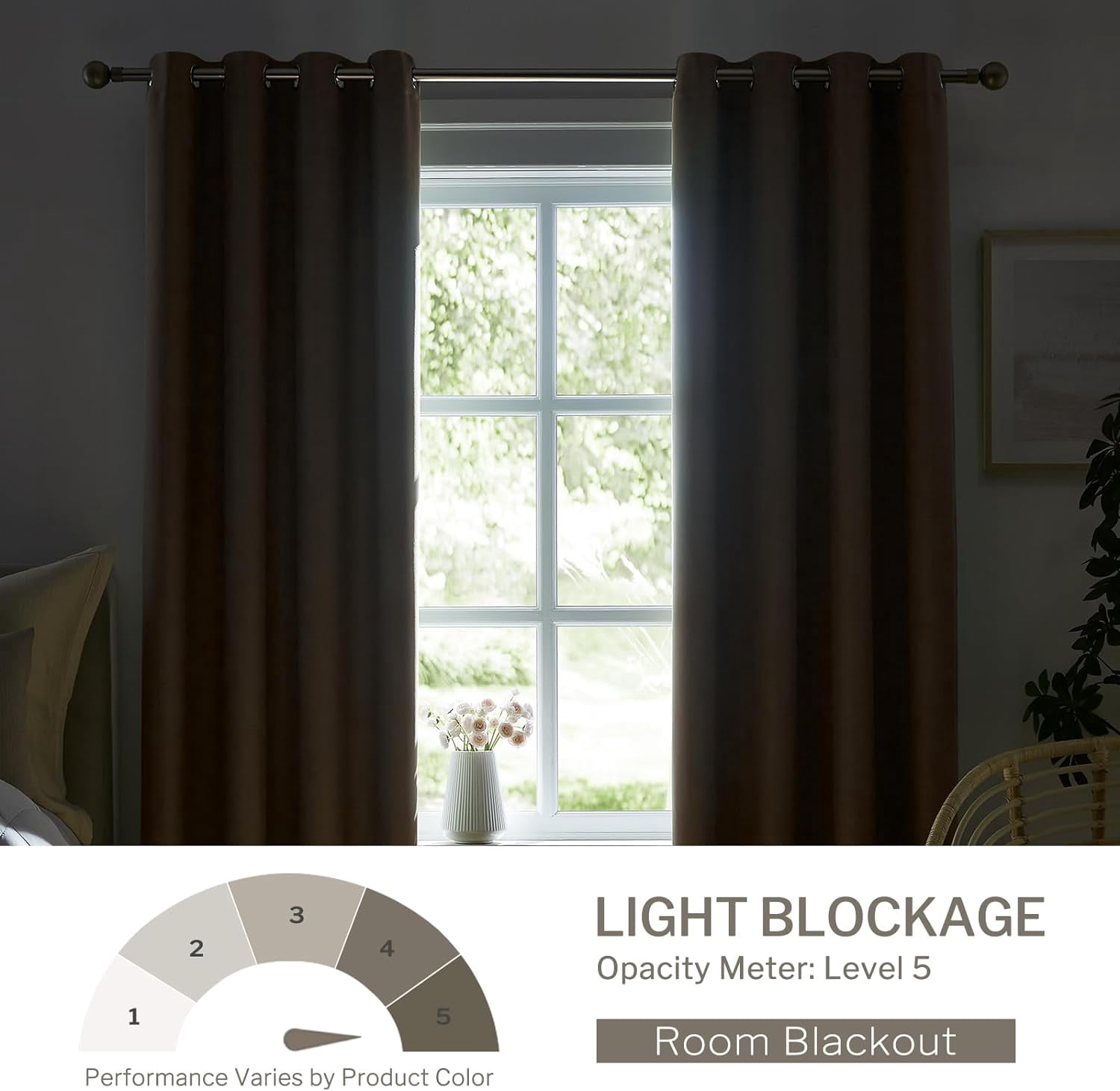 Blackout Curtains for Bedroom Cotton Curtains 63 inch Length 2 Panels Set Grommet Window Curtains for Living Room Thermal Insulated 100% Blackout Drapes (Biscotti Beige, 52 x 63 Inch)