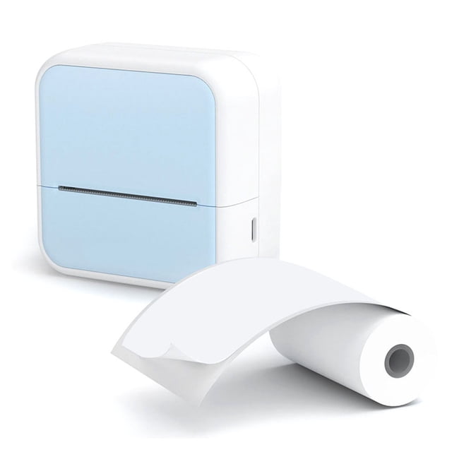 Portable Thermal Printer Mini Printer with Stickers Printer for Notes Journal DIY Kids Gift Blue,1 x label machine 1 x Type-C charging cable 1roll x printing paper 1 x English instruction manual