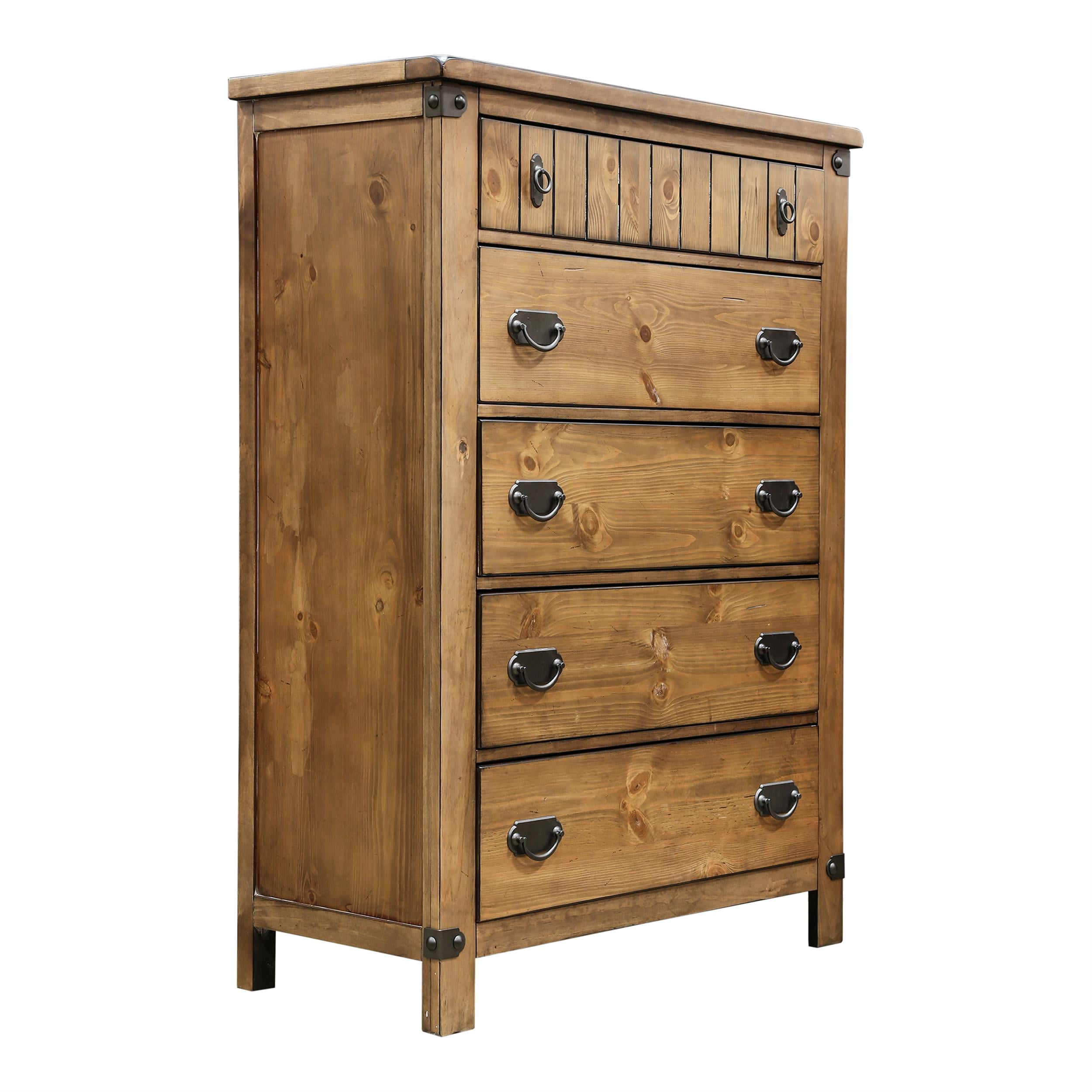 FOA Eckel 2pc Brown Cherry Solid Wood Bedroom Set - Queen +