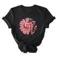thumbnail image 4 of Meichang T-Shirts Joyeuse Saint-Valentin Femmes Mignon Imprimé Cœur T-Shirts Mignons Hauts Col Rond Manches Courtes T-Shirts de Vacances Saint-Valentin, 4 of 4