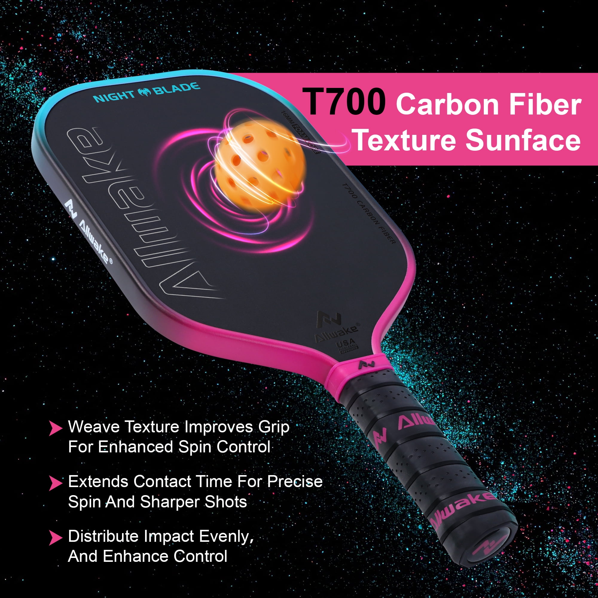 Allwake Pickleball Paddles - Carbon Fiber Paddle with Advanced Foam Core Pickleball Rackets - Lightweight Precision & Enhanced Shock Absorption for High Spin & Powerful Shots