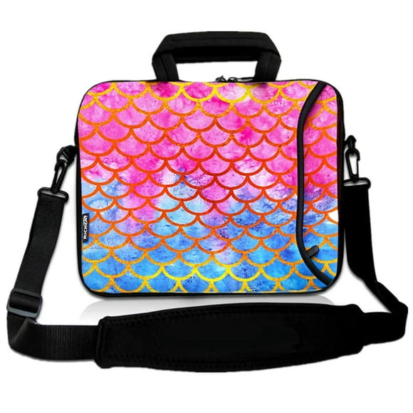 RICHEN 9.7 10 10.1 10.2 inches Messenger Bag Carrying Case Sleeve with Handle Accessory Pocket Fits 7 to 10-Inch Laptops/Notebook/ebooks/Kids Tablet/Pad (7-10.2 inch, Mermaid Scale)