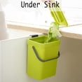 thumbnail image 3 of Small Plastic Trash Can, Hanging Small Trash Can with Lid Under Sink for Kitchen, Food Waste Bin for Countertop, Mountable Garbage Can for Bathroom, RV, 5L/1.3 Gal, Green, 3 of 7