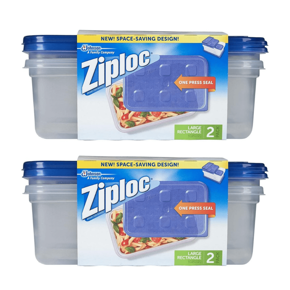 Ziploc Container Large Rectangle, 9 cup Containers (4ct)