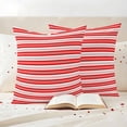 thumbnail image 3 of Boho Red Stripe Outdoor Waterproof Pillow Covers, Abstract Geometric White Minimalist Decorative Square Throw Pillowcase Sofa Cushion Sham for Patio/Couch/Chair, 20"x20" 2 Pack, 3 of 8