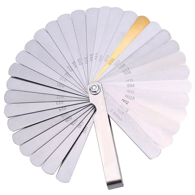 1 calibrador de espesores, juego de 32 cuchillas de acero inoxidable para válvulas, marcado métrico/imperial, para ancho de espacio, para motor/bujía/válvulas. oso de fresa Electrónica