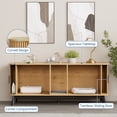 thumbnail image 4 of 59" Hidden Cat Litter Box Enclosure Furniture, Double-Room Litter Box Cabinet with Sliding Door - Dog-Proof - Odor Control - Storage Bench Hideaway - Indoor Cat House, Color: Natural Oak, 4 of 8
