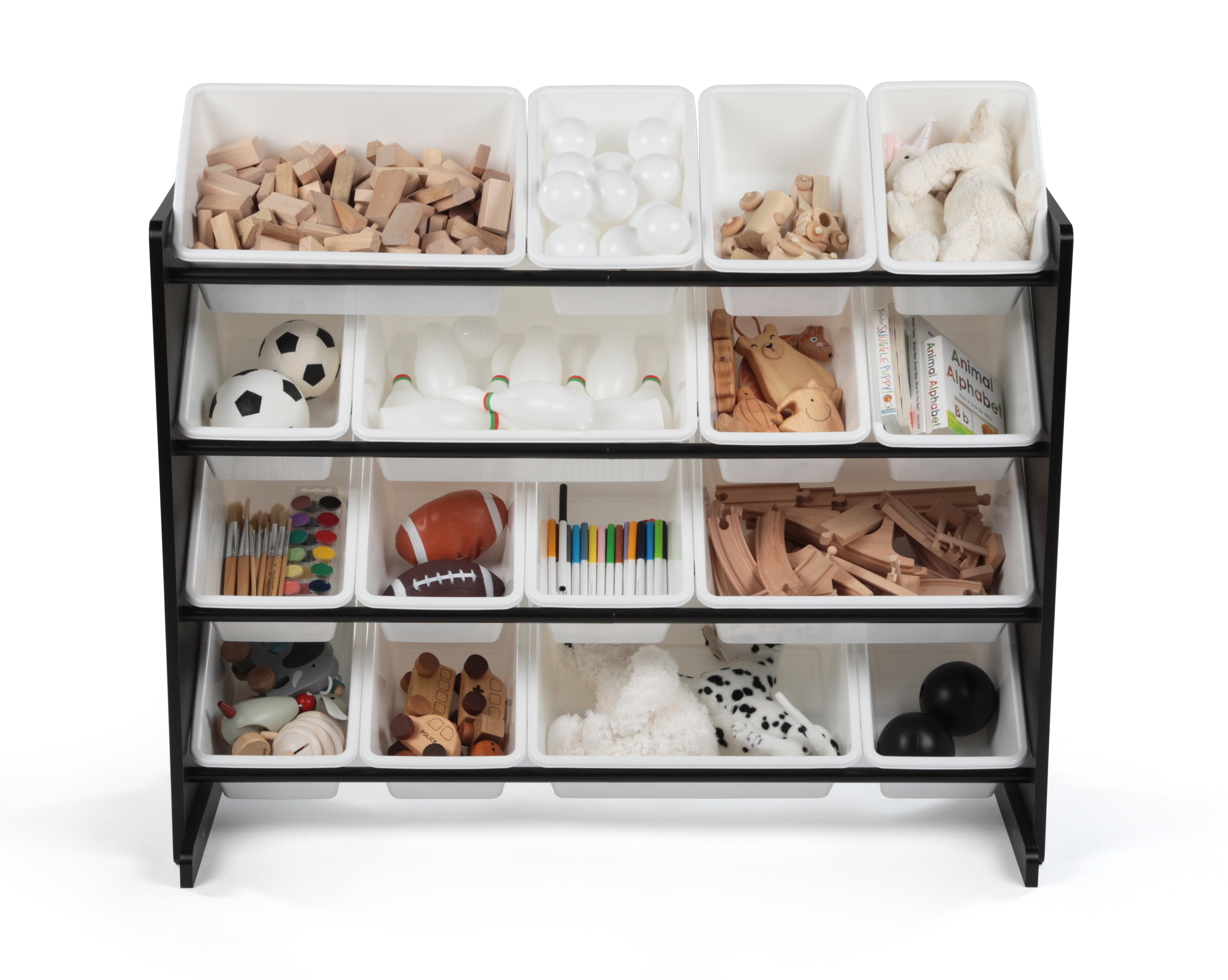 Humble Crew Super Sized Toy Storage Organizer with 16 Storage Bins, Black/White - Walmart.com