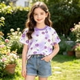 thumbnail image 4 of Asxite Toddler Girls Tshirt Floral Print Short Sleeve Crew Neck Casual Breathable Summer Tops 1-12Y, 4 of 6