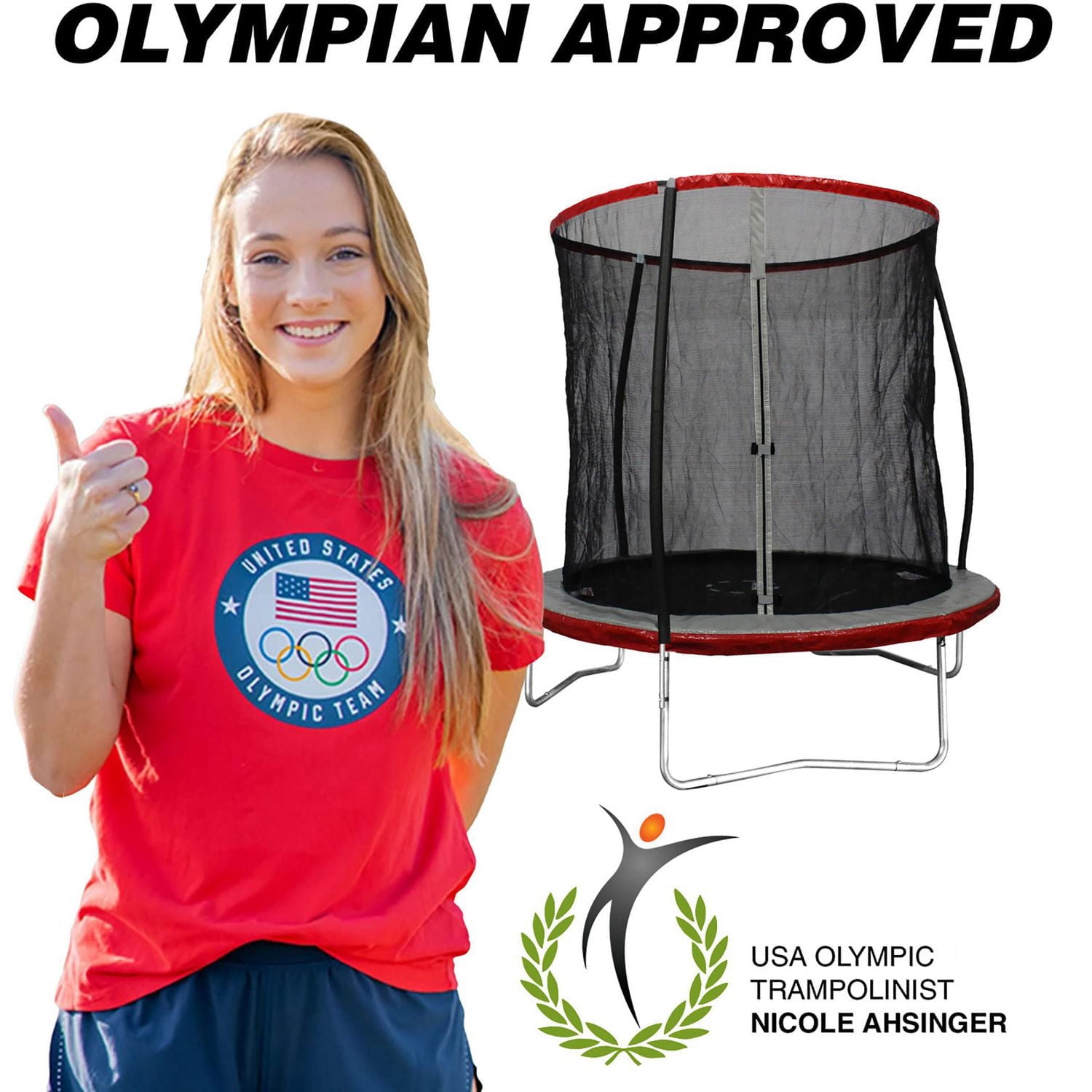 TRAINOR SPORTS 8 FT Trampoline and Enclosure Combo | Jumping Mat and Full Coverage Spring Padding 18201920080US