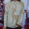 thumbnail image 6 of Christmas Sweaters Women Xs Fall Winter Round Neck Long Sleeve Christmas Sweater Snowflake Fawn Jacquard Knitted Pullover Jumper Tops , L, 6 of 9